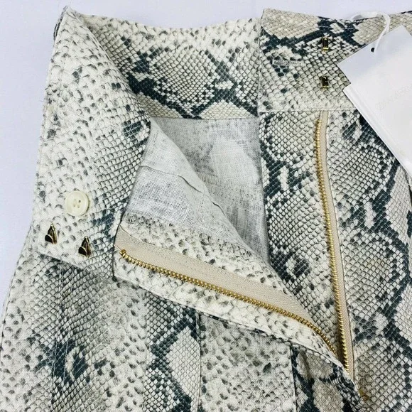 Zimmermann Boa Gray Cream Womens Pure Linen Pocket Shorts Size 0 NWT